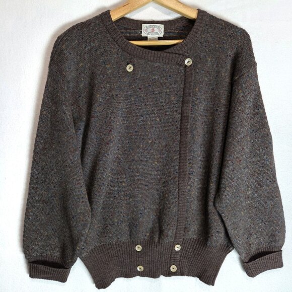 Vtg H Stockton Sweater Womens M Brown Wool Long Sleeve Button Grandpa Cabincore - Picture 1 of 9